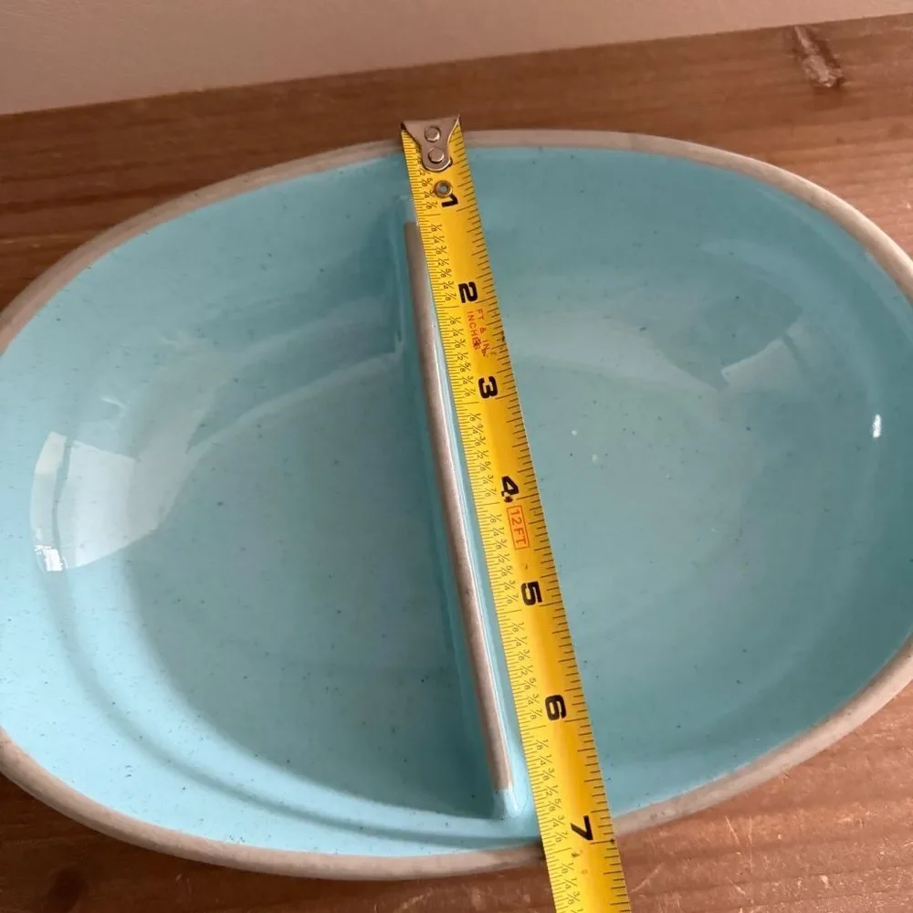 HARKERWARE blue stone china divided serving Dish ovenproof